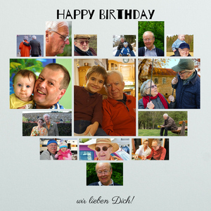 Herzcollage aus Ihren Lieblingsfotos als Poster zum Geburtstag – 30x30cm Herzcollage aus Ihren Lieblingsfotos als Poster zum Geburtstag – 30x30cm