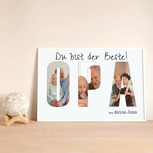 Fotocollage „Bester Opa“ als Geschenk von Enkeln, Druck auf Acrylglas Fotocollage „Bester Opa“ als Geschenk von Enkeln, Druck auf Acrylglas