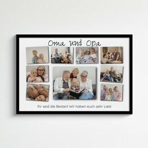 Geschenkidee für Oma und Opa – Fotocollage mit persönlicher Botschaft. Geschenkidee für Oma und Opa – Fotocollage mit persönlicher Botschaft.