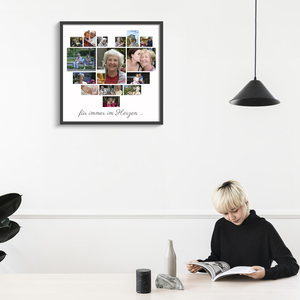 Poster „Für immer im Herzen“ – Fotocollage in Herzform gestalten Poster „Für immer im Herzen“ – Fotocollage in Herzform gestalten