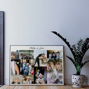 Personalisiertes Wandbild - Hochzeitscollage mit Namen des Brautpaares Personalisiertes Wandbild - Hochzeitscollage mit Namen des Brautpaares