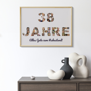 Fotoposter als Geschenk zum Ruhestand – Collage mit Buchstaben & Zahlen Fotoposter als Geschenk zum Ruhestand – Collage mit Buchstaben & Zahlen