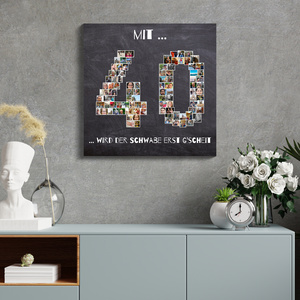 Fotocollage als Zahl mit individueller Botschaft zum runden Geburtstag Fotocollage als Zahl mit individueller Botschaft zum runden Geburtstag