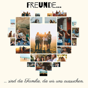 Fotogeschenke – Collage als Herz „Freunde für’s Leben“ auf Leinwand Fotogeschenke – Collage als Herz „Freunde für’s Leben“ auf Leinwand