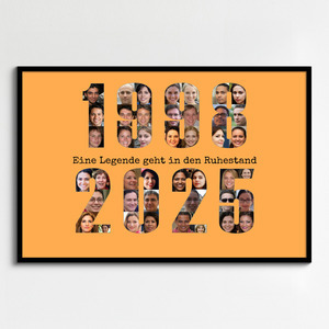 Geschenk zum Ruhestand - Personalisierte Fotocollage mit Jahreszahlen Geschenk zum Ruhestand - Personalisierte Fotocollage mit Jahreszahlen