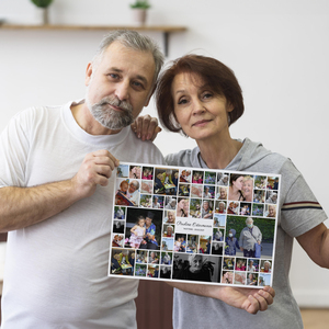 Gestalte deine Trauercollage auf Leinwand mit persönlichen Fotos und Texten