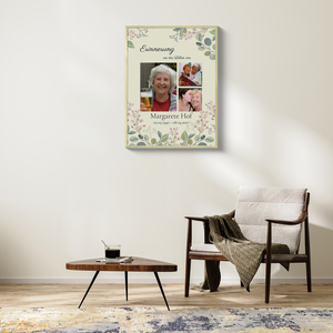 Trauercollage mit Blumen (3 Fotos) – Premiumdruck auf Leinwand 60x80cm Trauercollage mit Blumen (3 Fotos) – Premiumdruck auf Leinwand 60x80cm