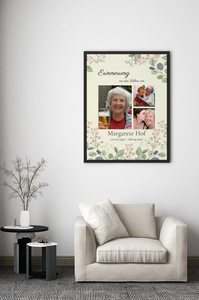 Trauercollage mit Blumen (3 Fotos) – Premiumdruck auf Leinwand 60x80cm Trauercollage mit Blumen (3 Fotos) – Premiumdruck auf Leinwand 60x80cm