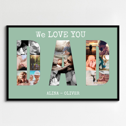 Personalisiertes Fotogeschenk Vatertag mit Buchstaben DAD WE LOVE YOU
