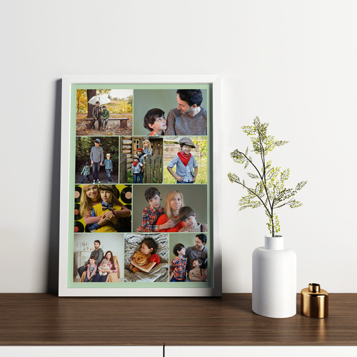 Collage mit Fotos in Reihen angeordnet aus Kinder und Familienfotos