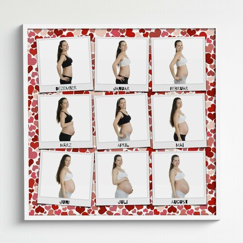 Babybauch als Fotocollage jeden Monat ein Foto