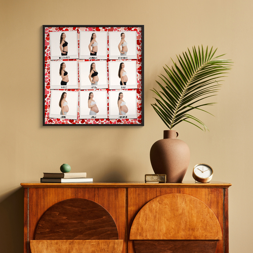 Fotocollage „Babybauch“ – 9 Polaroids mit individueller Beschriftung