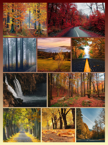 Landschafts-Fotocollage online gestalten – Premiumdruck | Wälder, Berge, Winter