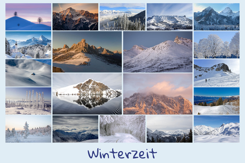 Landschafts-Fotocollage online gestalten – Premiumdruck | Wälder, Berge, Winter