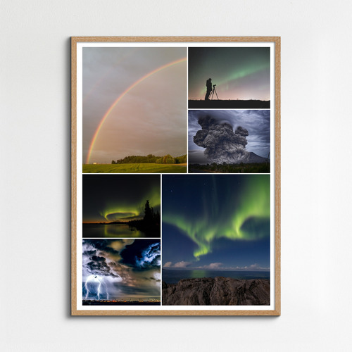 Natur-Fotocollage: Drucke deine Fotos – Polarlichter, Regenbogen, Gewitter in Premiumdruck
