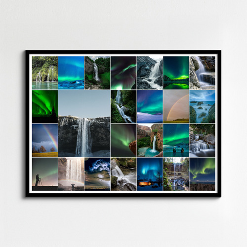 Natur-Fotocollage: Drucke deine Fotos – Polarlichter, Regenbogen, Gewitter in Premiumdruck
