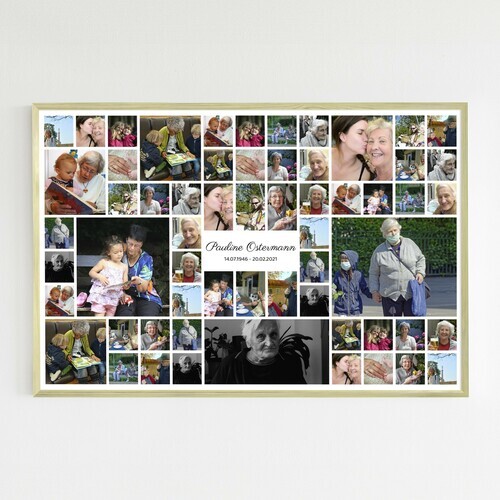 Collage mit vielen Fotos zum Andenken bei Tod